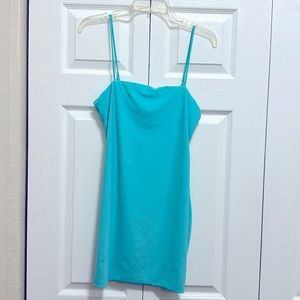Turquoise, mini fitted dress